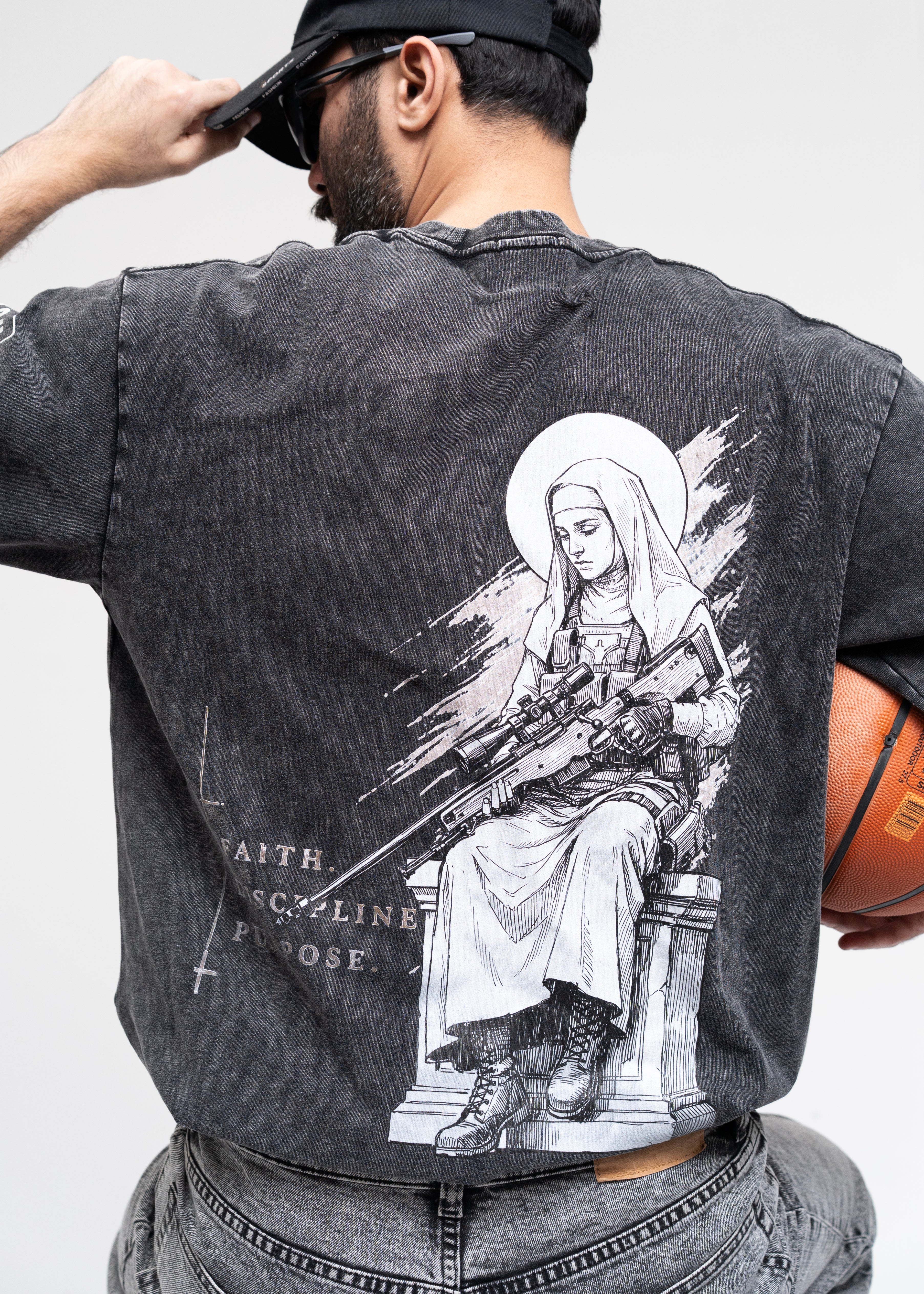 Nun with a Gun — Snow-Washed Oversized T-Shirt