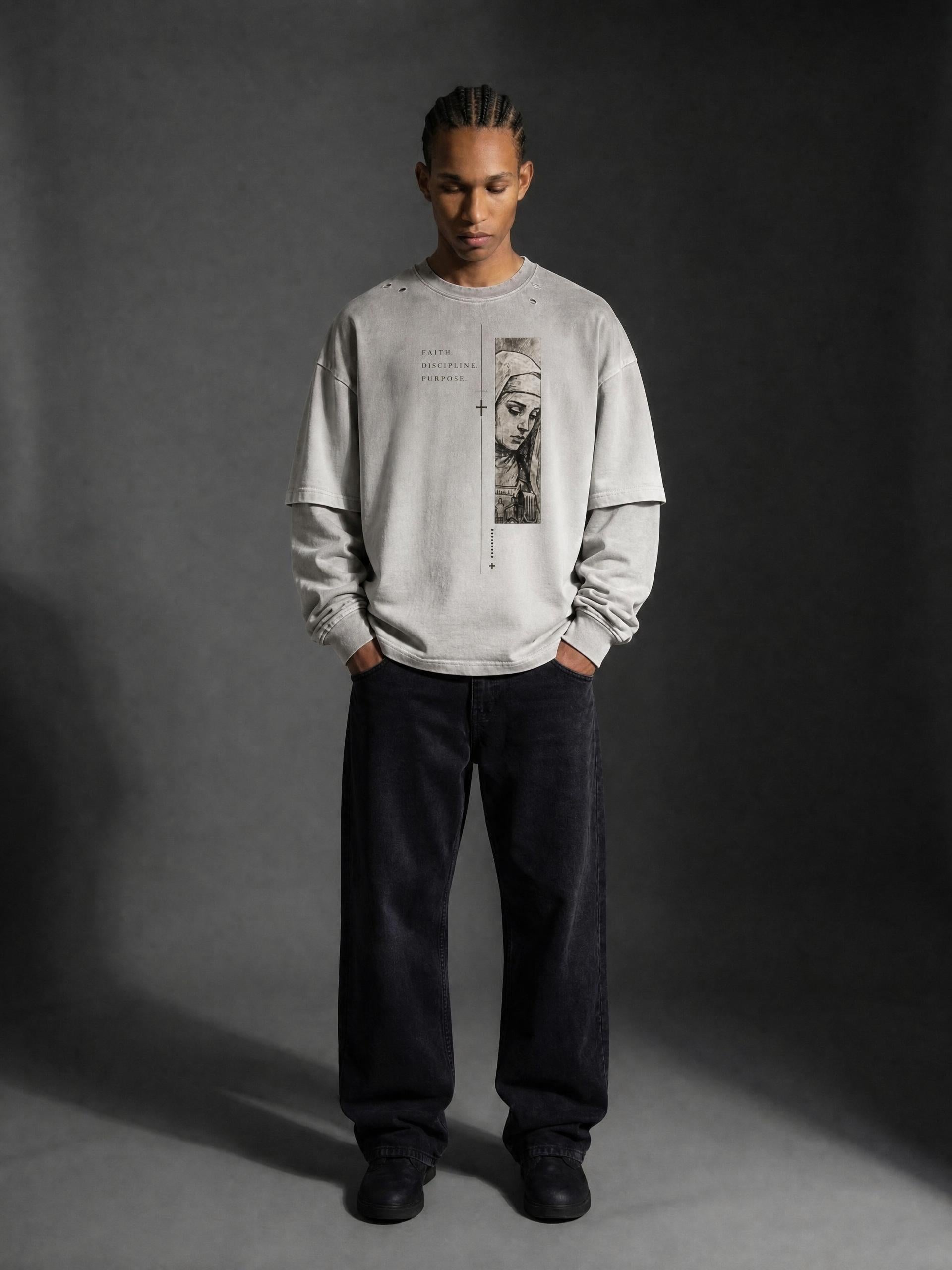 Nun with a Gun — Vintage-Wash Layered T-Shirt