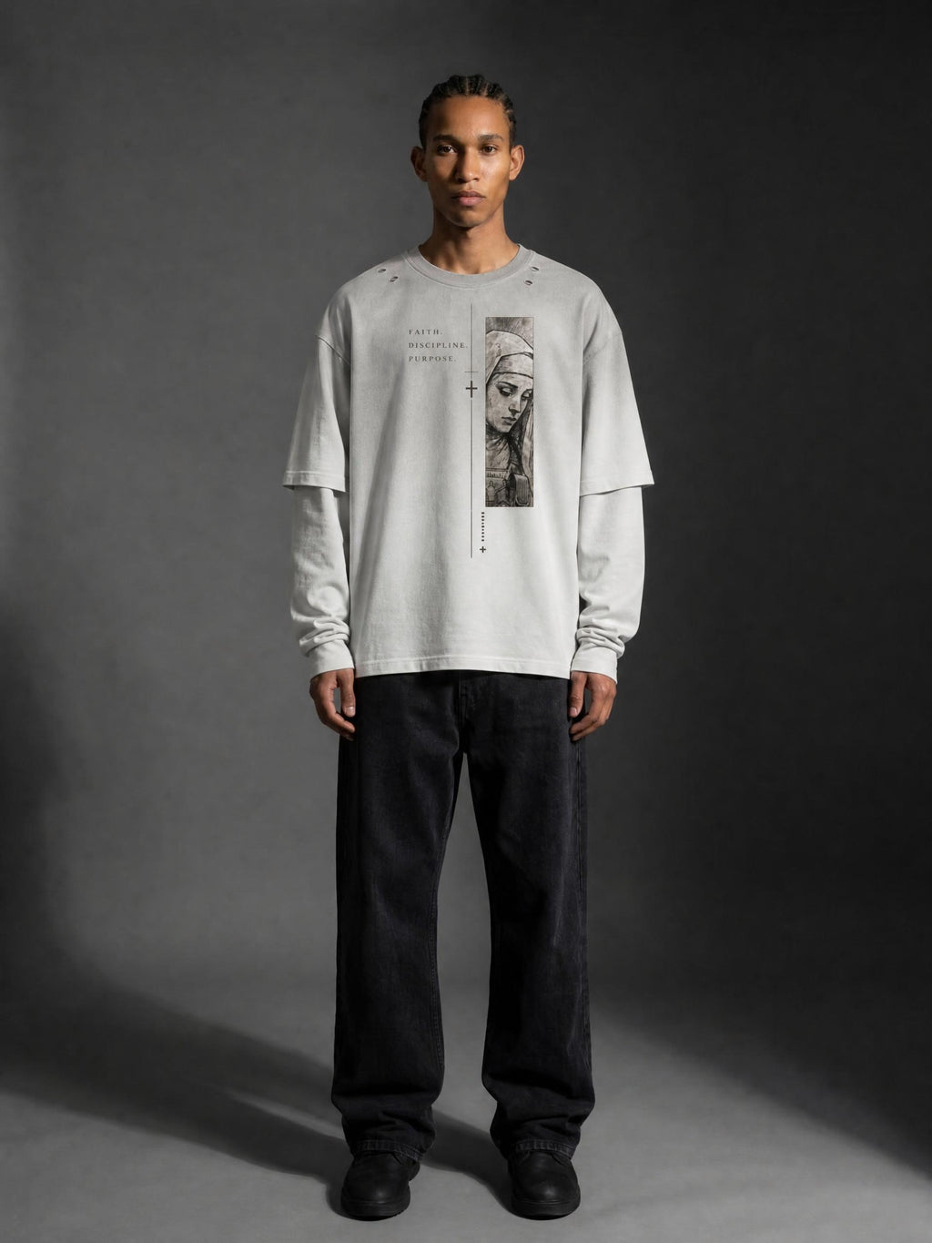 Nun with a Gun — Vintage-Wash Layered T-Shirt