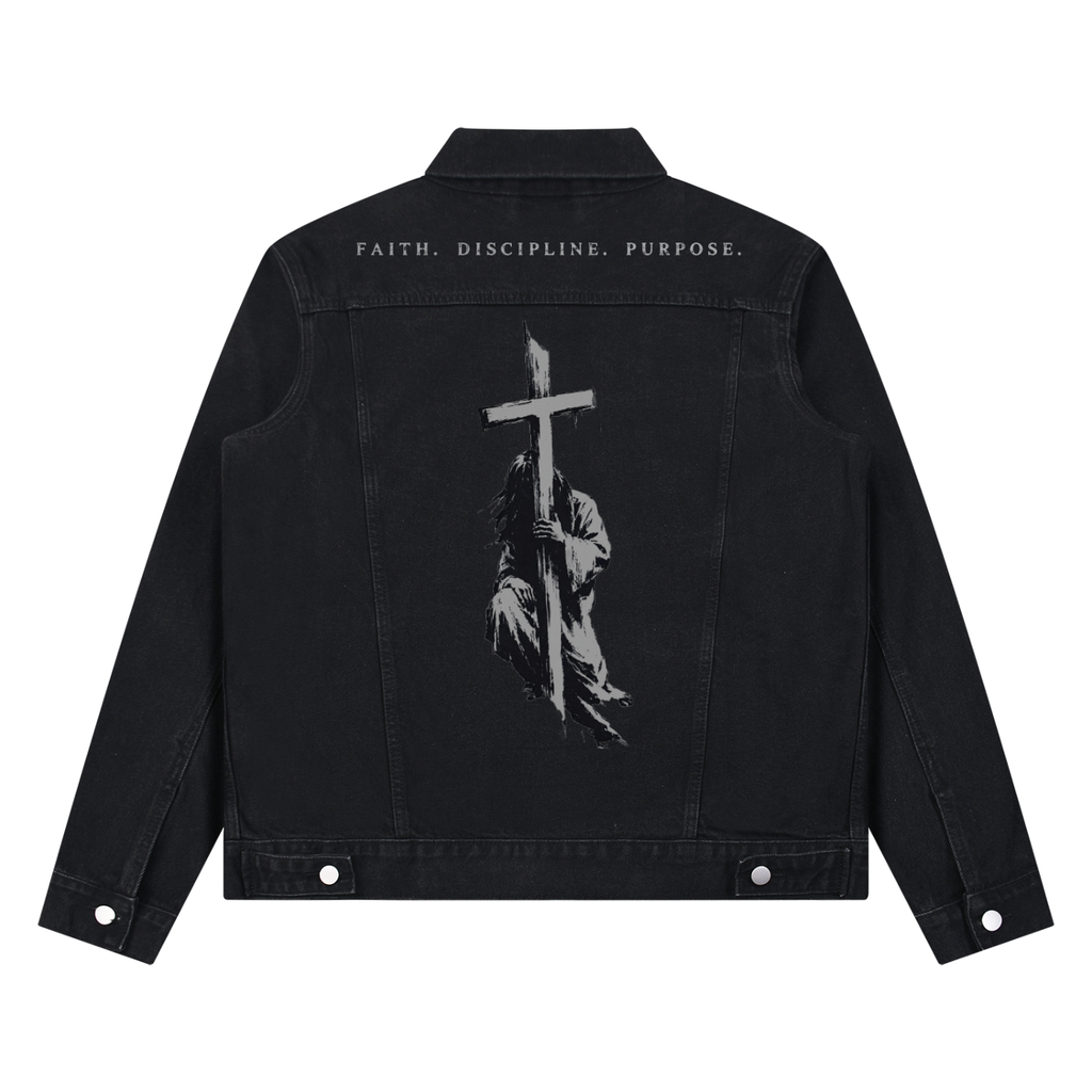 Faith Discipline Purpose | Washed Black Denim Jacket